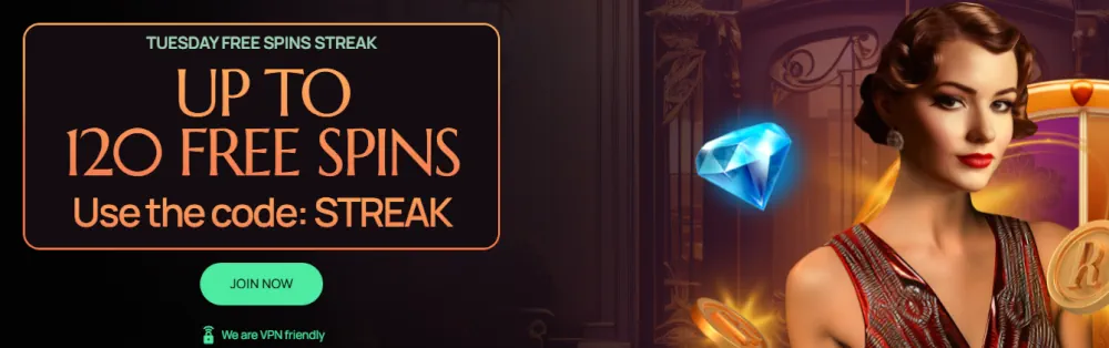 Ritzo Tuesday free spins promotion featuring up to 120 spins